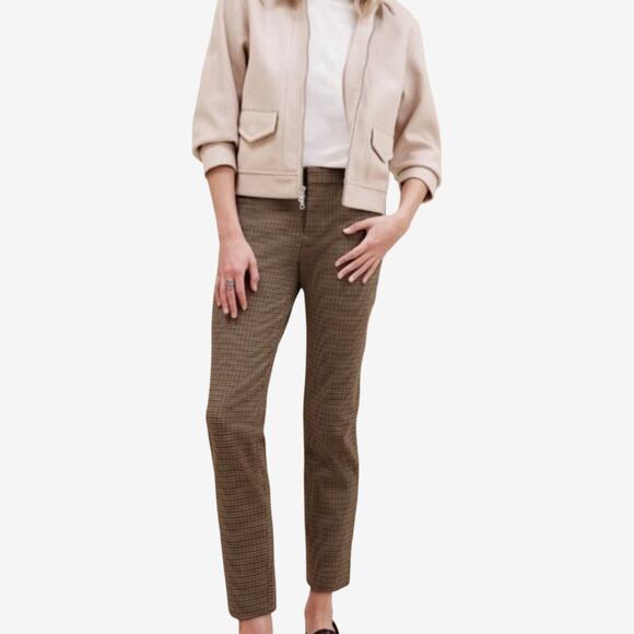 Banana Republic Sloan Machine-Washable Ankle Pants Brown Micro Check Size 8 NWT - Picture 1 of 12